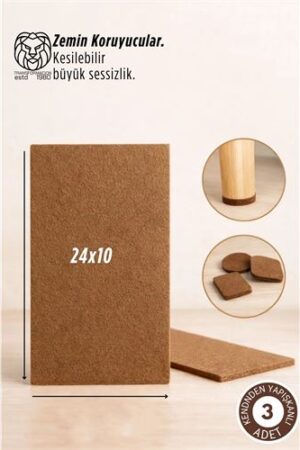 3^lü Premium Zemin Koruyucu Keçe 24x10cm Mobilya Ayak Koruyucu. Mutfak Ürünleri ve Mutfak Ekipmanları.